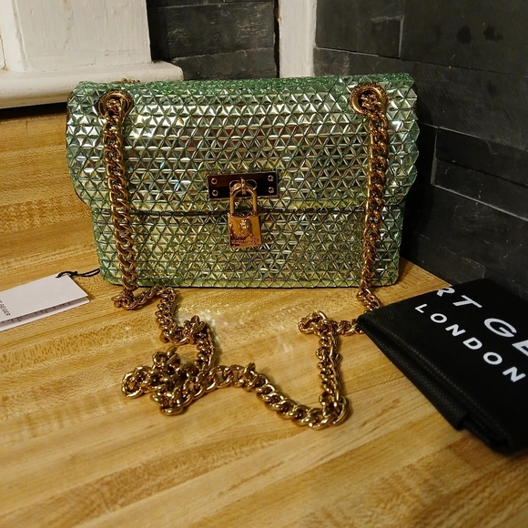 Kurt Geiger NWT Mint Green Glass Stone Brixton Bag W/Dustbag - Picture 2 of 12
